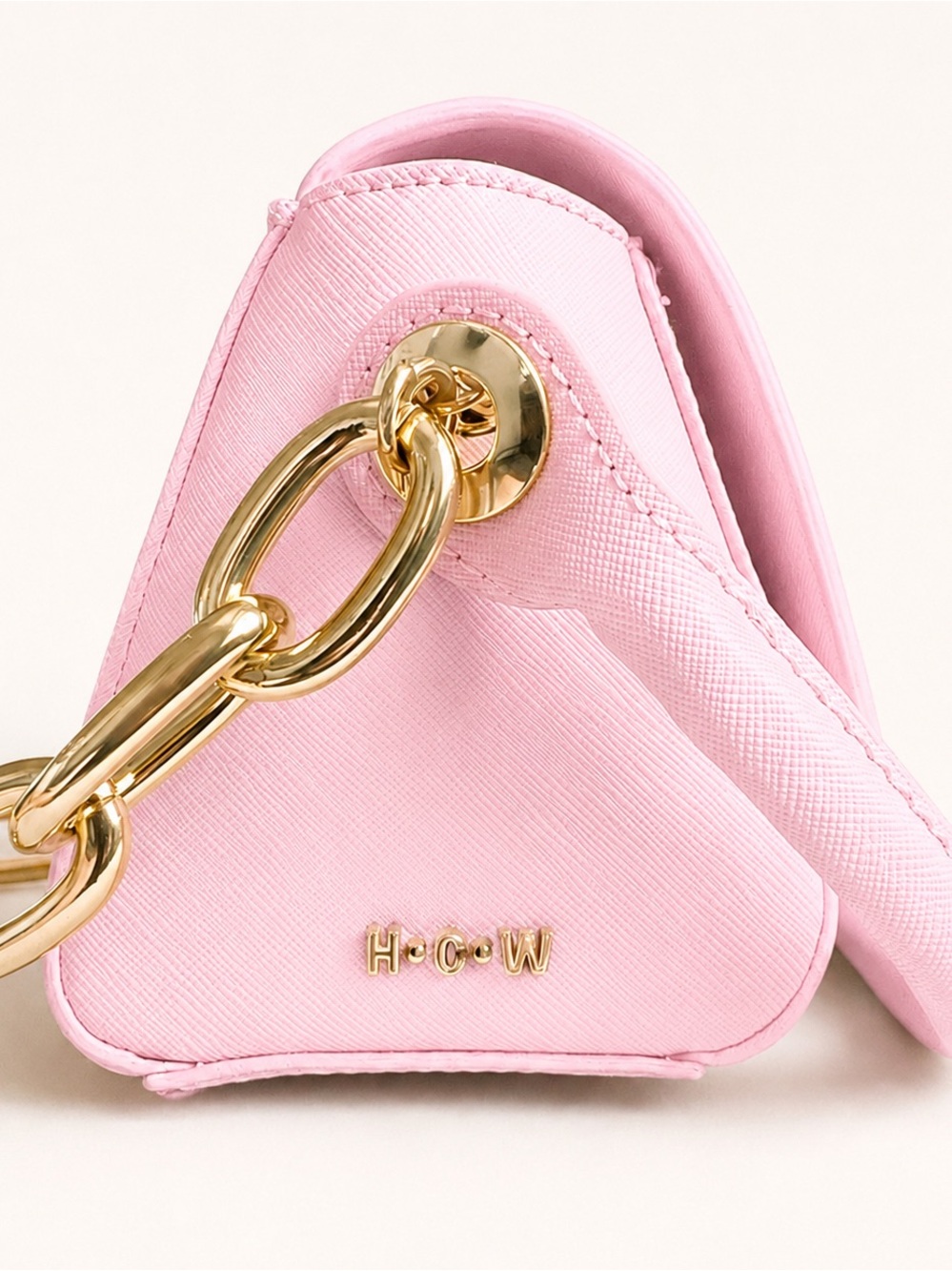 House of Want Blush Pink Mini Top Handle Bag With Gold Chain - Picture 3 of 8